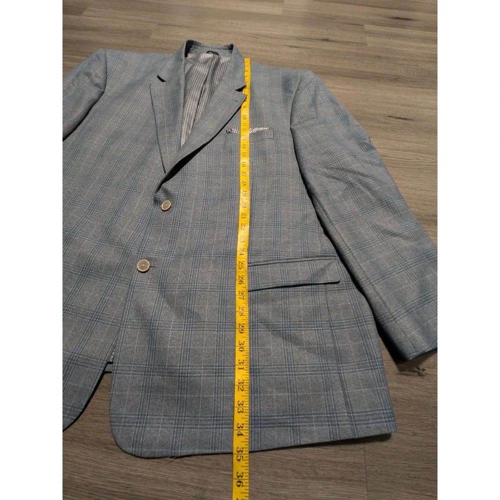 Oak Hill Men's Blue Tartan Plaid Sport Coat Suit Blazer Size 3XL‎ 54/56